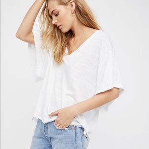 We The Free White Oversized V Neck Tee 